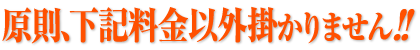 原則、下記料金以外掛かりません!!